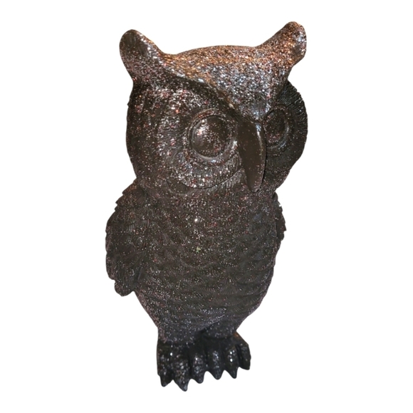 None Other - Gothic owl statue black with silver glitter witchy Halloween Goth